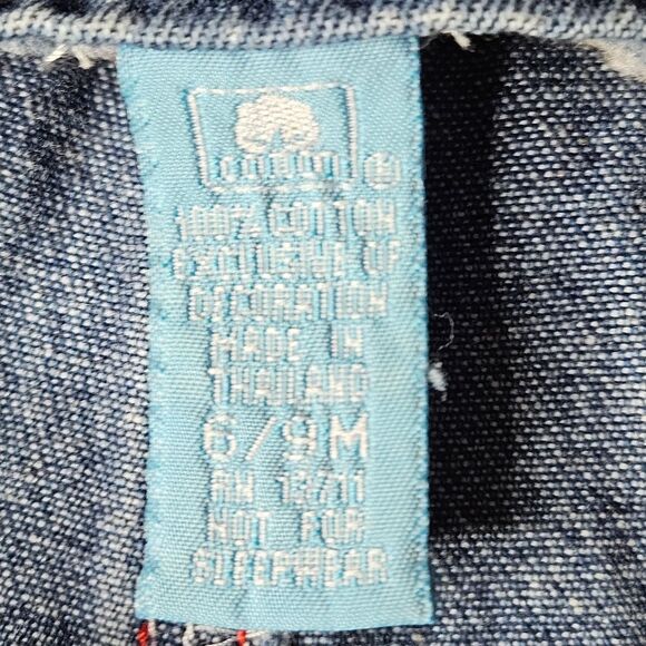 Moonbeams Indigo Blue Denim Felt Applique Cozy Puppy Adjustable Straps Overalls - Picture 11 of 11